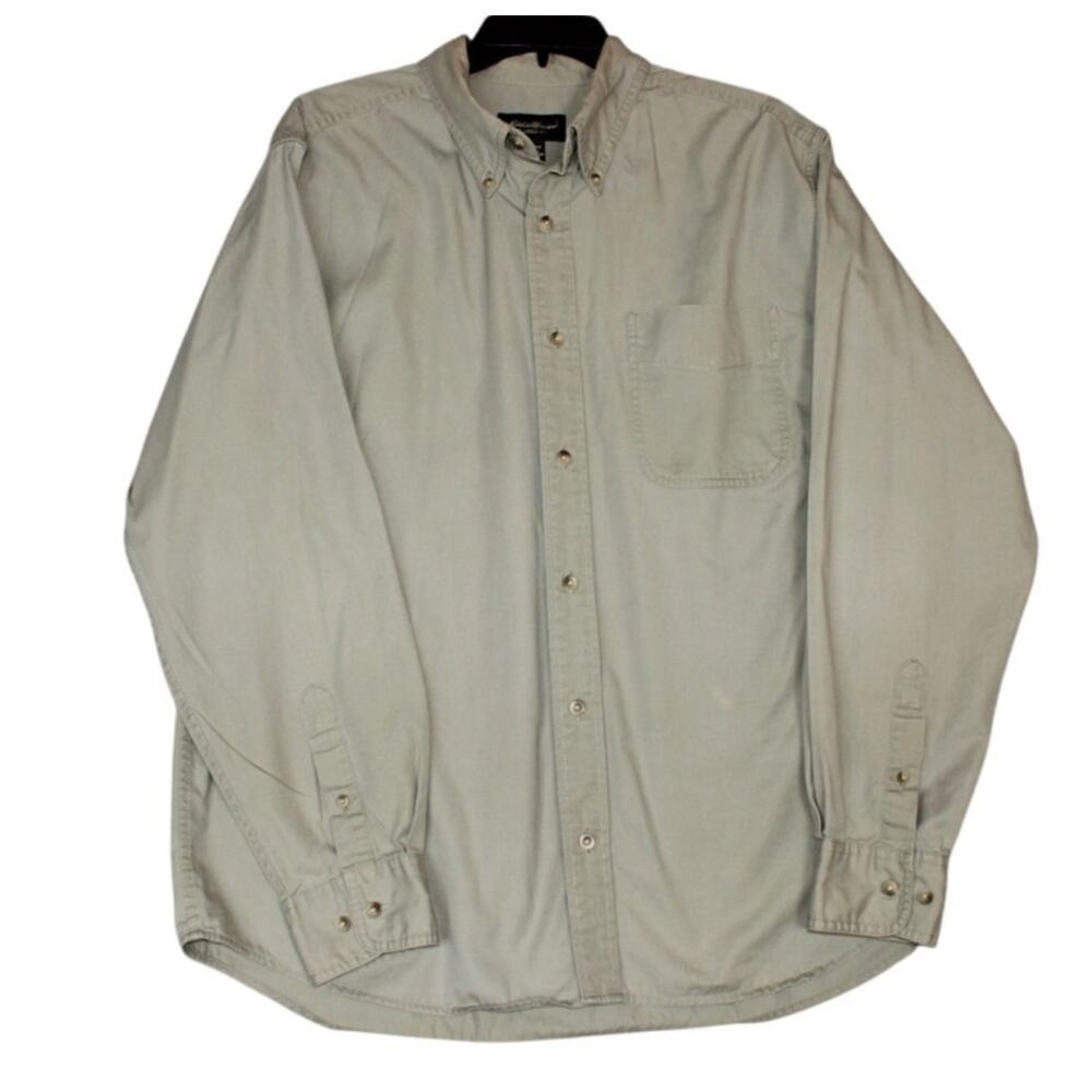 Eddie Bauer Size Large Mens‎ Khaki Green LS Button Up Shirt